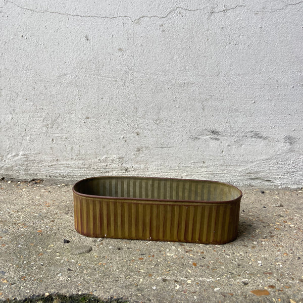 Ribbed Zinc and Rust Cactus Planter