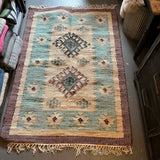 Natural/Brown/Blue Wool Cotton Kilim Pastel Rugs 120x180cm