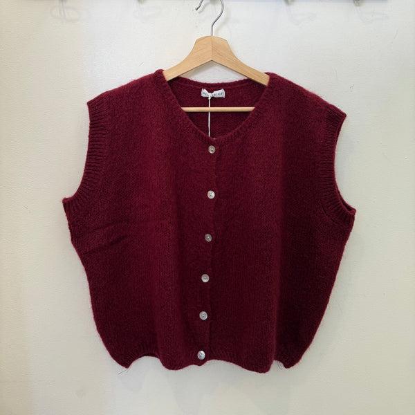 Mohair Knit Cardigan Vest