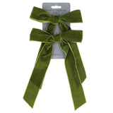Two Green Velvet Bow Tree Decorations