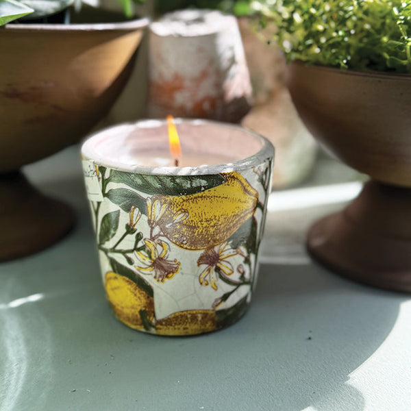 Garden Candle Pot Lemon Design