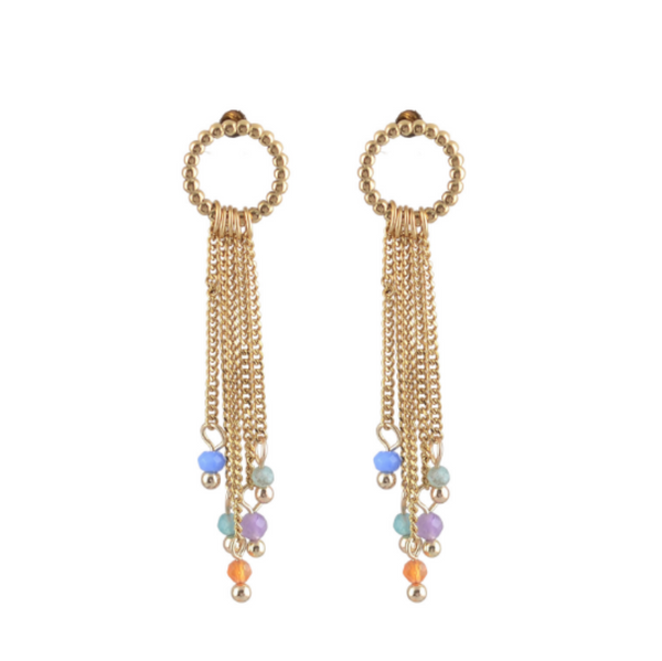 Gem Chain Drop Hoops 