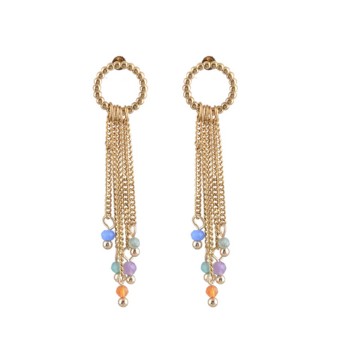 Gem Chain Drop Hoops 