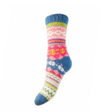 Gemjar Blue & Pink Scandi Patterned Soft Blend Socks