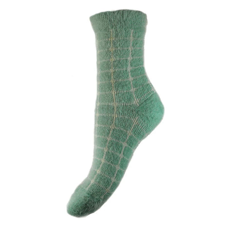 Gemjar Green Fluffy Criss Cross Socks