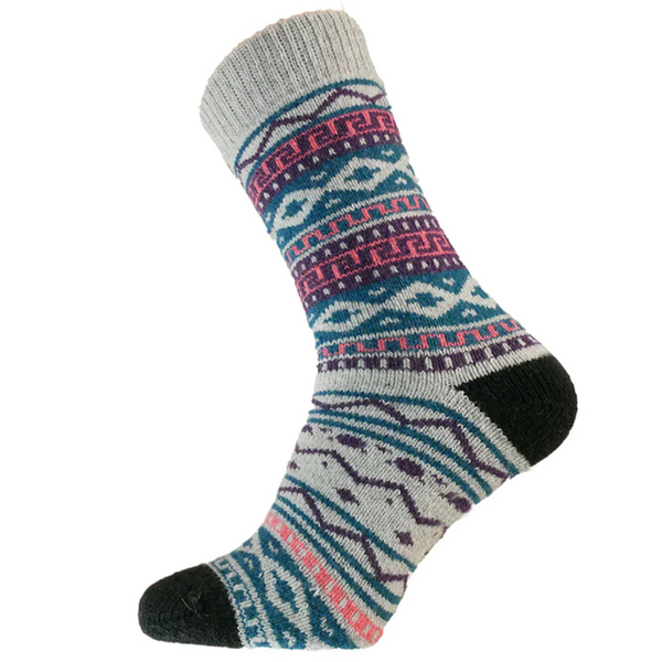 Gemjar Grey, Blue & Purple Nordic Pattern Men's Socks