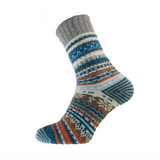 Gemjar Men's Blue, Grey & Orange Nordic Patterned Wool Blend Socks
