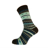 Gemjar Men's Brown & Pale Green Nordic Patterned Wool Blend Socks