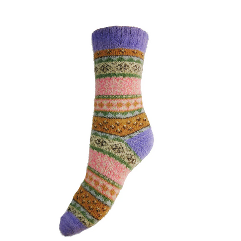 Gemjar Pink and Purple Scandi patterned Soft Blend Socks 