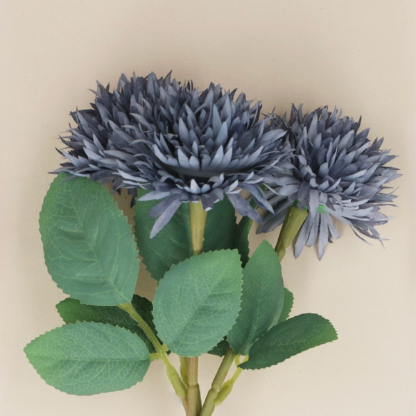 Gisela Graham Blue Mini Dahlia Bunch of 3 (Close up)