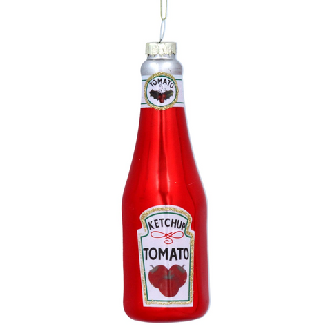 Gisela Graham Bottle of Ketchup - Glass Hanging Decoration