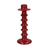Gisela Graham Burgundy Hooped Ceramic Candlestick - 22cm 