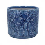 Gisela Graham Navy Trailing Blooms Plant Pot Cover 