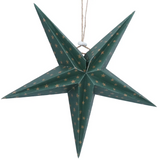 Gisela Graham Paper Hanging Dec Green Star With Gold Star Detail