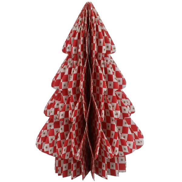 Gisela Graham Paper Honeycomb Tree Medium Red/White Check