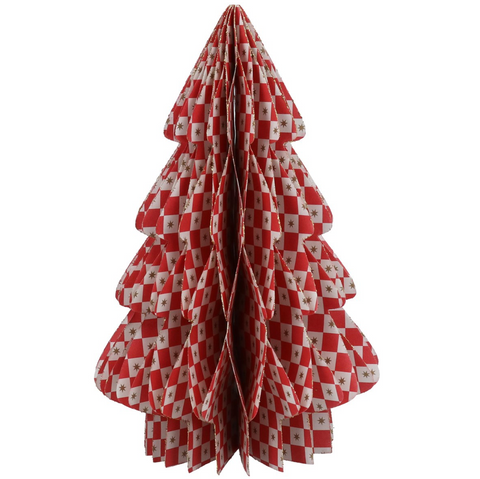 Gisela Graham Paper Honeycomb Tree Medium Red/White Check