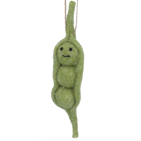 Gisela Graham Peapod Wool Decoration