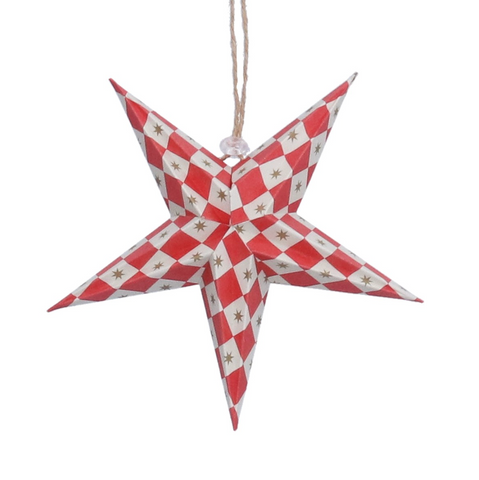 Gisela Graham Red White Paper 5 Point star Small