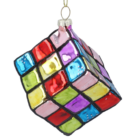 Gisela Graham Rubiks Cube - Glass Decoration
