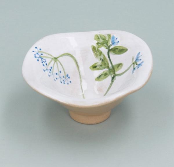 Gisela Graham Snack Bowl Meadow/Blue Flower Side