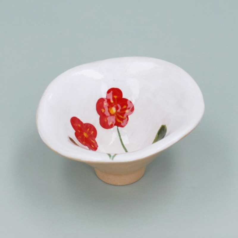 Gisela Graham Snack Bowl Meadow/Red Flower