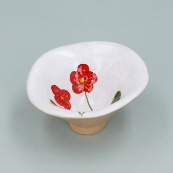 Gisela Graham Snack Bowl Meadow/Red Flower