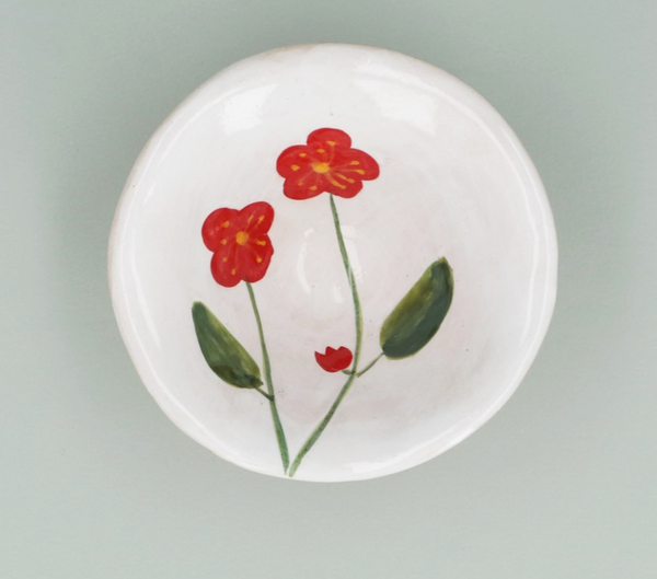 Gisela Graham Snack Bowl Meadow/Red Flower top