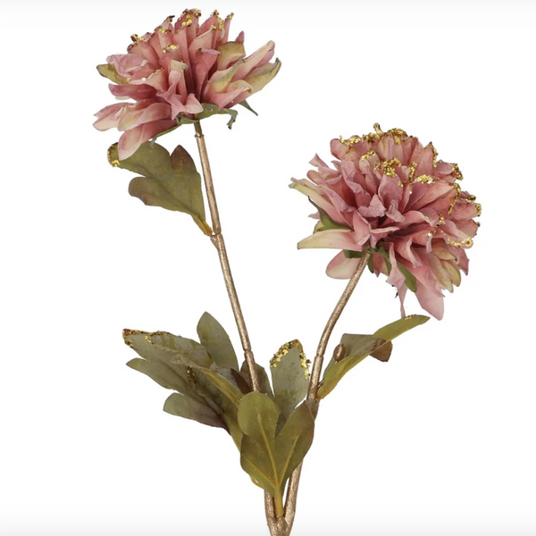 Gisela Graham Spray, 57cm - Dusky Pink/Gold Glitter Dahlia