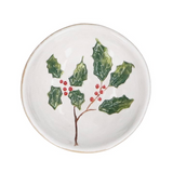 Gisela Graham Stoneware Bowl Small - Holly and Berries