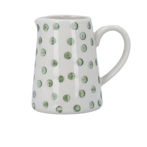 Gisela Graham Stoneware Mini Jug - Green Dots