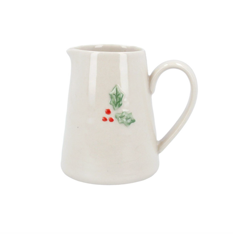 Gisela Graham Stoneware Mini Jug with Holly