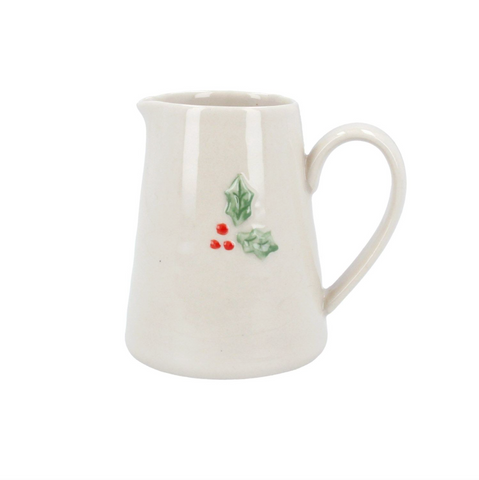 Gisela Graham Stoneware Mini Jug with Holly