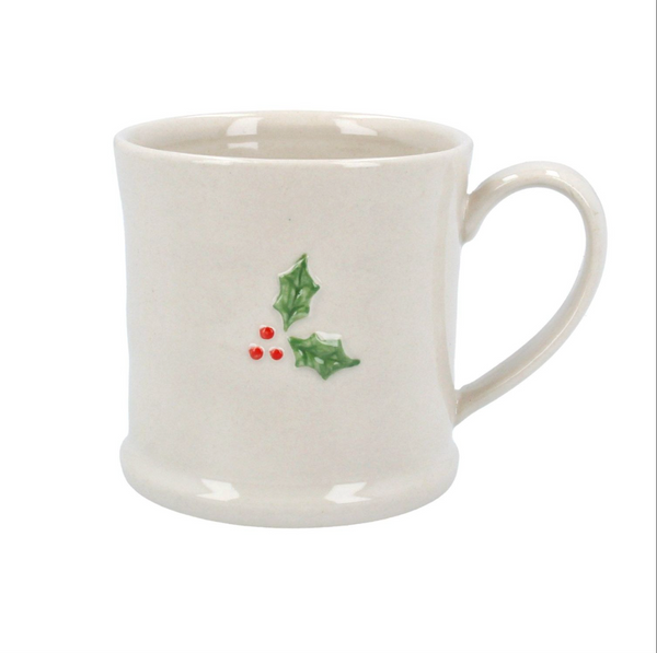 Gisela Graham Stoneware Mini Mug With Holly