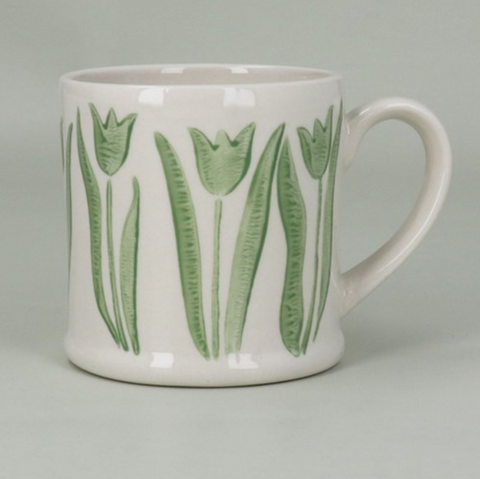 Gisela Graham Stoneware Mug - Green Tulips