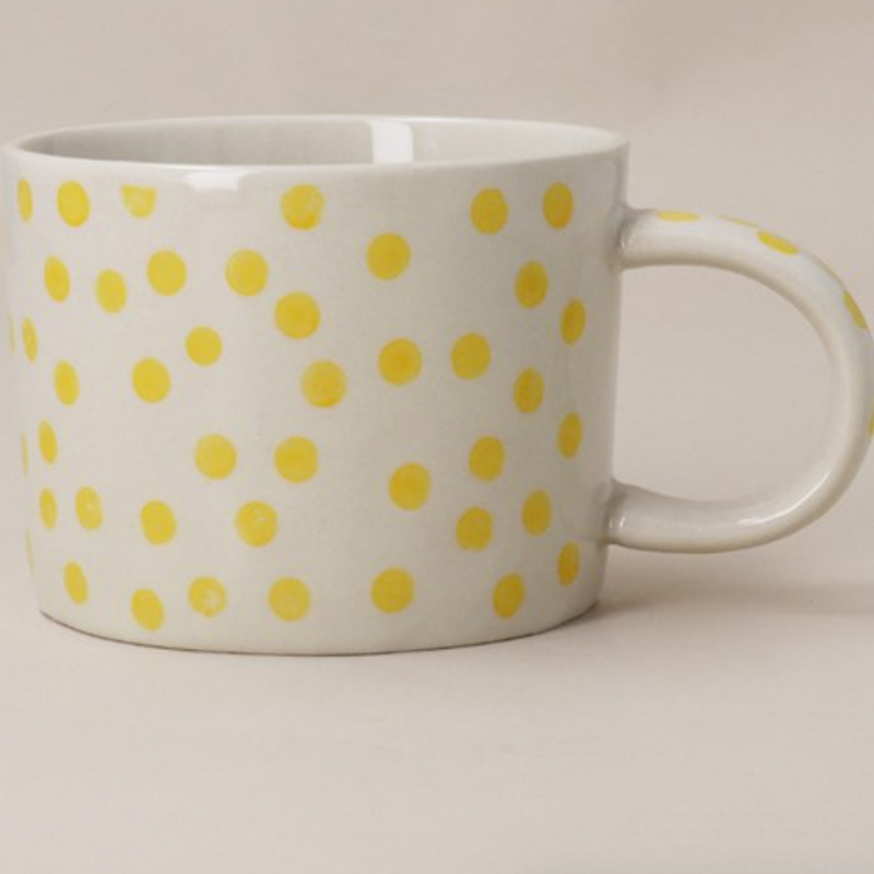 Gisela Graham Stoneware Mug Yellow Dots
