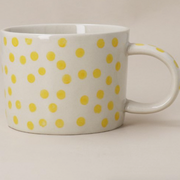 Gisela Graham Stoneware Mug Yellow Dots