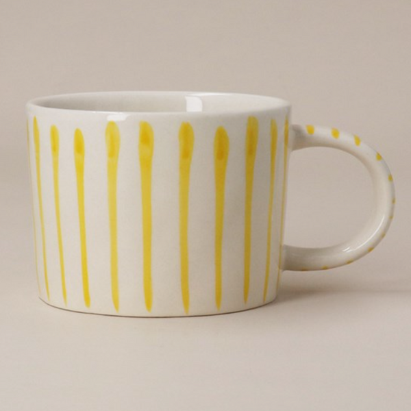 Gisela Graham Stoneware Mug Yellow Stripe
