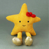 Gisela Graham Yellow Star Fabric Shelf Sitter