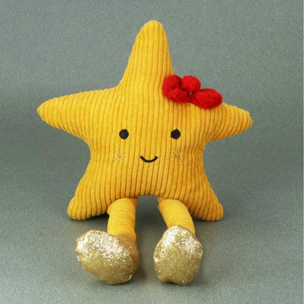 Gisela Graham Yellow Star Fabric Shelf Sitter
