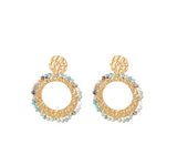 Gold Beaded Drop Hoops 