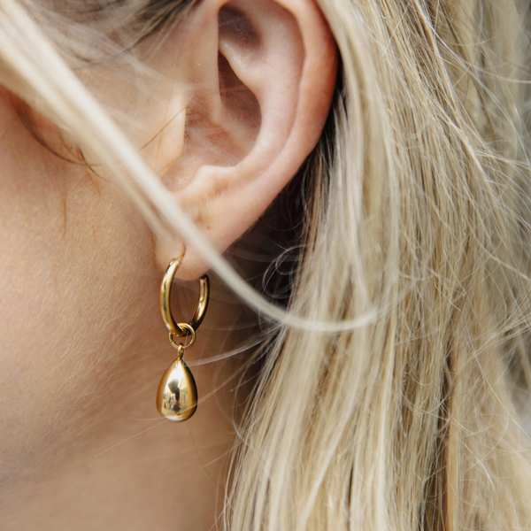 Gold Drop Hoop Earrings