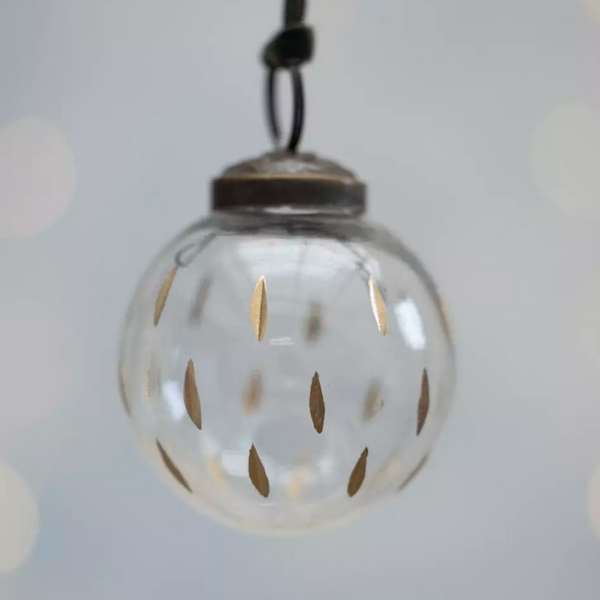 Gold Etched Dash Decoration Round on Velvet Ribbon 5cm Grand Illusions Bauble 