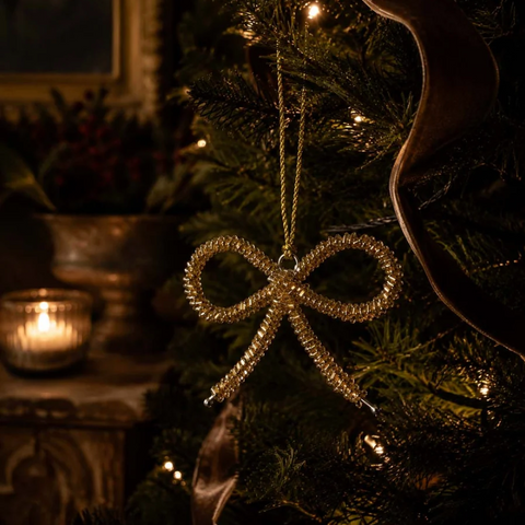 Gold Glass Bow Hanging Ornament
