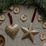 Gold Hanging Heart Decoration with Red Ribbon