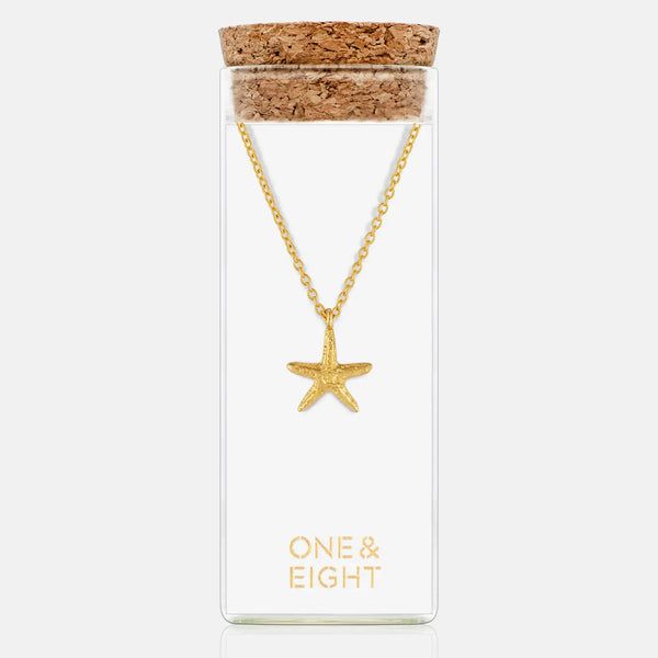 One & Eight Gold Starfish Necklace