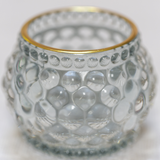 Grand Illusions Bubble Glass Votive with Gold Rim