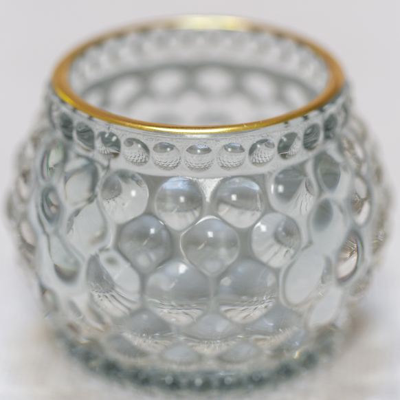 Grand Illusions Bubble Glass Votive with Gold Rim