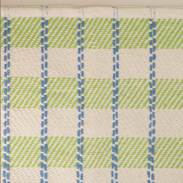 Green & Blue Striped Checked Woven Mat