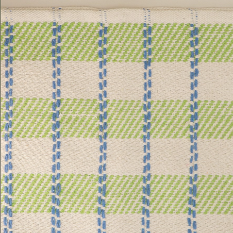 Green & Blue Striped Checked Woven Mat