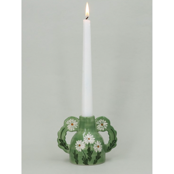Green Daisy Candle Holder